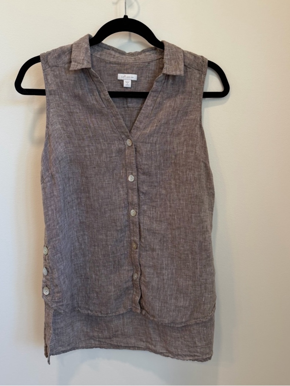 J Jill Love‎ Linen Tank Brown Heathered Mother Pearl Coastal S Petite Tunic